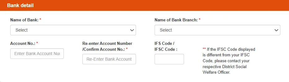 Enter bank details to apply for destitute women