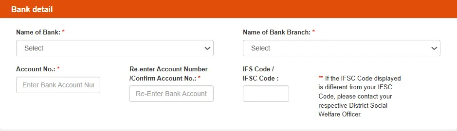 Enter bank details and IFSC code