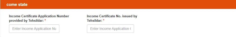 enter Income Certificate details for destitute pension apply