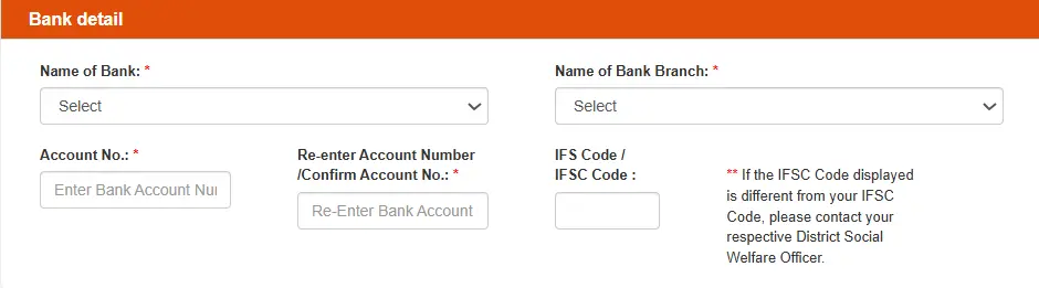 Upload bank details: Name, Branch, Account No., and IFSC Code